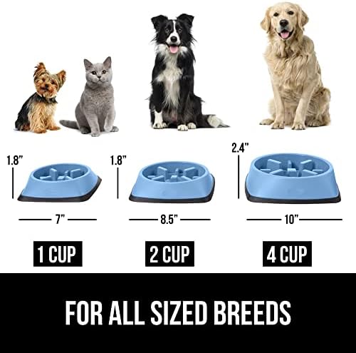 GORILLA GRIP® Patented Slow Feeder Dog and Cat Bowl, BPA Free, 1 Cup Blue - Image 6