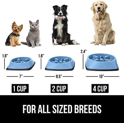 GORILLA GRIP® Patented Slow Feeder Dog and Cat Bowl, BPA Free, 1 Cup Blue - Image 6