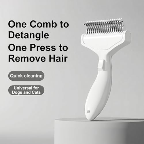 Self Cleaning Deshedding Comb, Undercoat Rake for Dogs & Cats(ivory white) - Image 6