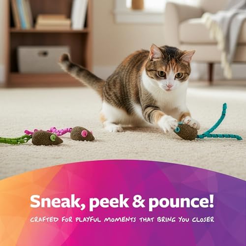 SmartyKat Magic Mice Compressed Catnip and Ribbon Cat Toys, Mess-Free for Hunting & Batting Fun for Cats & Kittens, Set of 3 - Image 5
