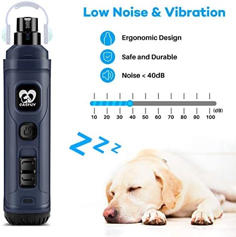 Casfuy Dog Nail Grinder with 2 LED Light - New Version 2-Speed Powerful Electric Pet Nail Trimmer Professional Quiet Painless Paws Grooming & Smoothing for Small Medium Large Dogs and Cats (Blue) - Image 4