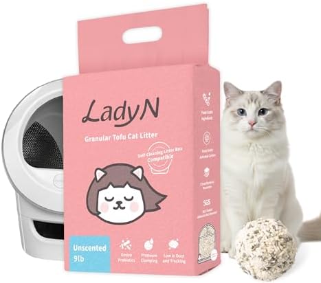 Lady N Tofu Cat Litter, Low Dust Compatible with Auto-Box Unscented 9lb by LadyN