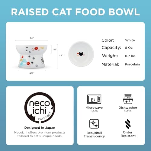 Necoichi Ceramic Elevated Cat Food Bowl (Fuji, Regular Flat) - Image 2