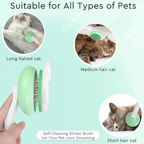 Cat Grooming Glove Brush, Self-Cleaning Slicker Pet Brush - Image 2