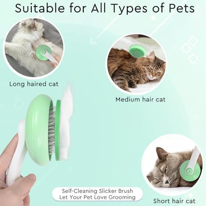 Cat Grooming Glove Brush, Self-Cleaning Slicker Pet Brush - Image 2