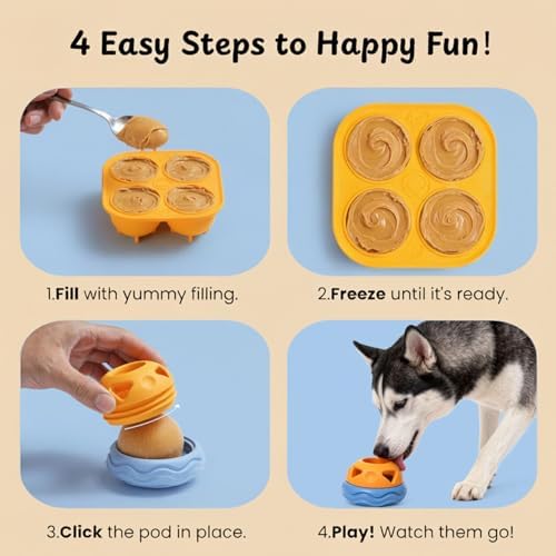 Nocciola Enrichment Dog Licking Toy Set, Frozen Treat Molds & Interactive Feeder for Aggressive Chewers, Freezable Rubber Dog Lick Bowl Long-Lasting to Keep Them Busy, Engagement & Anxiety Relief - Image 4