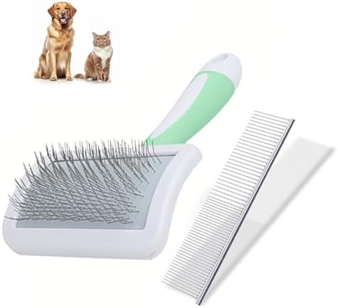 Slicker Brush for Dogs & Pet Comb,Grooming Brush for Thick,Fluffy,Shedding Fur on Dogs and Cats Soft,Gentle Pins for Grooming by Unknown