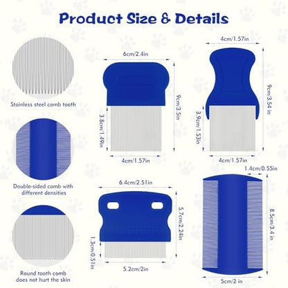 WRW Flea Combs for Dogs and Cats, Stainless Steel, 7 Pack - Image 3