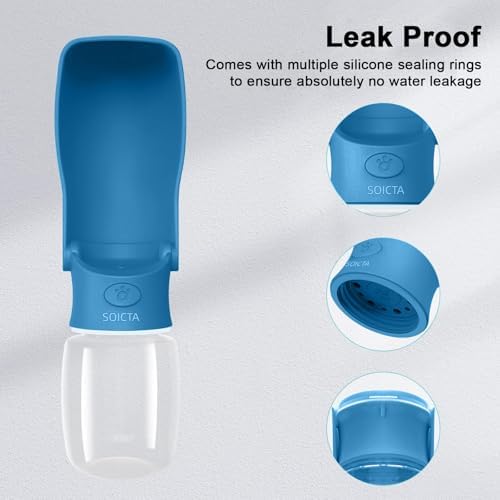 Portable Dog Water Bottle for Walking – 19oz / 12oz Foldable Pet Water Dispenser for Puppies, Medium & Large Dogs – Leak Proof Travel Water Bowl for Small Animals Dog Accessories(19OZ Dark Blue) - Image 5