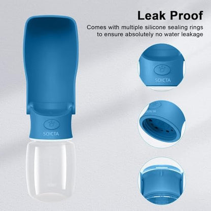 Portable Dog Water Bottle for Walking – 19oz / 12oz Foldable Pet Water Dispenser for Puppies, Medium & Large Dogs – Leak Proof Travel Water Bowl for Small Animals Dog Accessories(19OZ Dark Blue) - Image 5