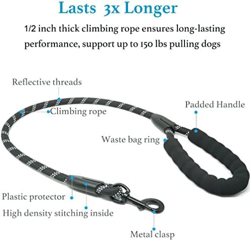 iYoShop Double Dog Leash, 360° Swivel, No Tangle, Large, 25-150 lbs, Black - Image 3