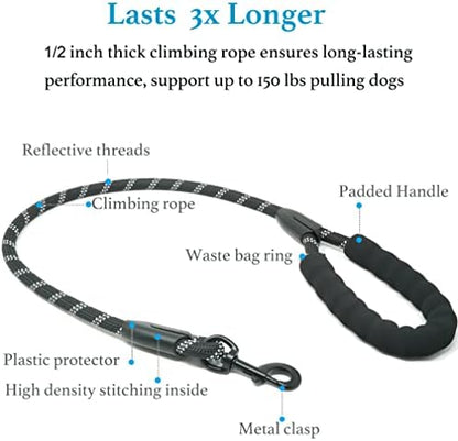 iYoShop Double Dog Leash, 360° Swivel, No Tangle, Large, 25-150 lbs, Black - Image 3