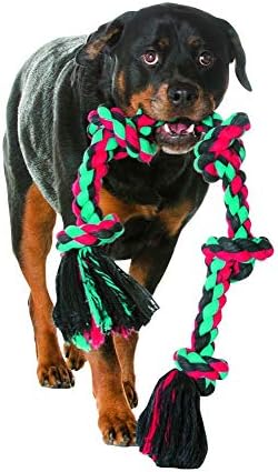 Mammoth Flossy Chews Multi Color 5 Knot Rope Tug – Premium Cotton-Poly Tug Toy for Dogs – Interactive Dog Rope Toy – Tug Dog Chew Toy for Big Dogs - X-Large, 36” - Image 3