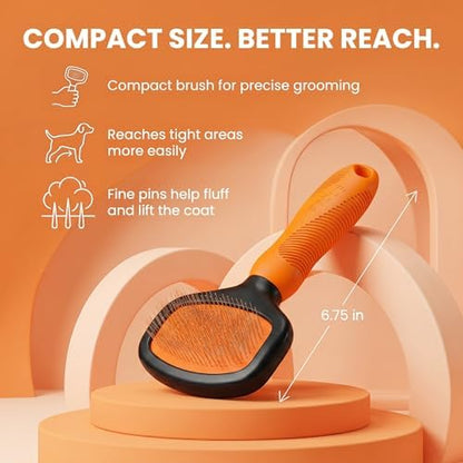 Poodle Pet Slicker Brush - For Dogs, Cats, Rabbits - Matted/Loose Fur, Knots - Suitable for Doodle/Goldendoodle Grooming and Shredding Short/Long Hair (Orange) - Image 3