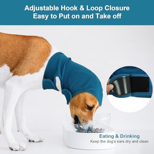 NACOCO Dog Calming Hoodie - Adjustable No Shake Dog Ear Covers Pet Head Ear Wrap Muffs Noise for Grooming Bath Fireworks(Dark Blue, M) - Image 2