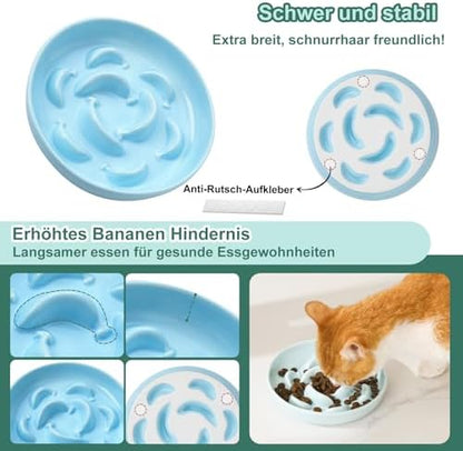 Ceramic Slow Feeder Cat Bowl, 6.3'' Wide Whisker Friendly Cat Puzzle Feeder - Image 4
