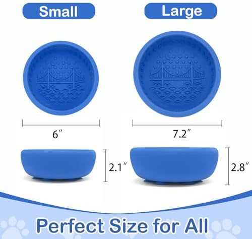 Dog Lick Bowl, BPA Free Silicone Slow Feeder Licking Mat with Strong Suction for Dog, Non-Slip Freeze Licking Bowl for Anxiety Relief & Boredom, Dishwasher(Blue, Small) - Image 5