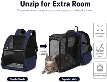 Cat Backpack，Expandable Cat Carrier Backpack, Dog Backpack Carrier and Pet Carrier Backpack, Suitable for Cats, Dogs Kitten or Small Dogs, Travel Friendly Puppy Cats Bag (Blue) - Image 2