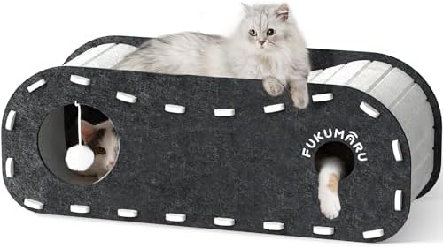 FUKUMARU Cat Bed Cave Tunnel, 31.5 Inch, Cat House Condo Indoor, Black by FUKUMARU