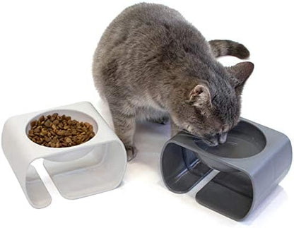 Kitty City Raised Cat Food Bowl Collection/Stress Free Pet Feeder and Waterer and Slow Feed Bowls - Image 3