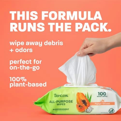 TropiClean Papaya & Coconut Luxury 2-in-1 Pet Wipes, 100ct - Wipes for Dogs & Cats - Gently Removes Dirt, Dander & Smells - for Pet Paws, Face, Body & Bottom - Tropical Papaya & Coconut Scent - Image 3