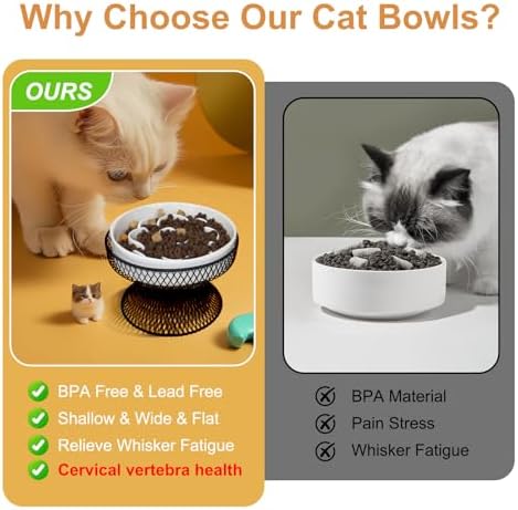 Raised Ceramic Cat Slow Feeder Bowl, Elevated Cat Plate with Stand, Slow Bowl for Wet and Dry Food, Whisker Friendly Pet Feeder for Kitten and Small Dog Perfect for Pet Gift - Image 4