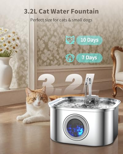Stainless Steel Cat Water Fountain - 3.2L/108oz Cat Drinking Fountain - Image 2