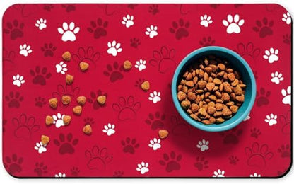Dog Food Mat, Absorbent Water Bowl Mats Cat Pet Feeding Placemats Red 24 * 16 inch by Zoeeya