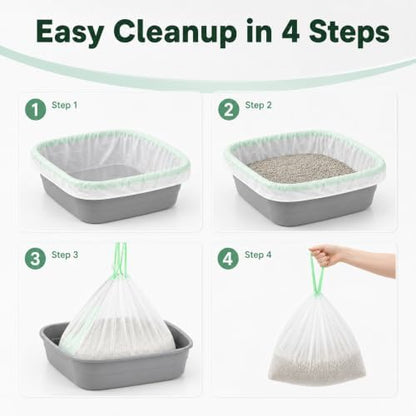 60 Pcs Extra Large Cat Litter Box Liners, 37 x 18 in Drawstring Kitty Waste Bags, Extra Thick Leakproof Tear-Resistant Heavy Duty Enhanced Load-Bearing Strength for Multi-Cat Waste Pans - Image 4
