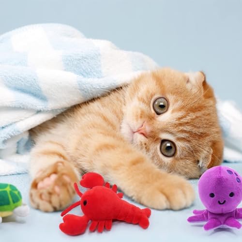 CiyvoLyeen Plush Sea Animal Catnip Toys for Indoor Cats 6 Pack - Image 5