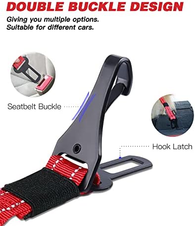 AUBELL Dog Seat Belt for Car,2 Pack Set 3-in-1 Dog Car Harness,Black+Red - Image 3