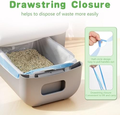 120 Count Cat Litter Box Liners for Self Cleaning Litter Box, Extra Thick Heavy Duty Cat Litter Bags Replacement, 24.8" x 11.8" 3-4 Gallons of Capacity, Blue - Image 6
