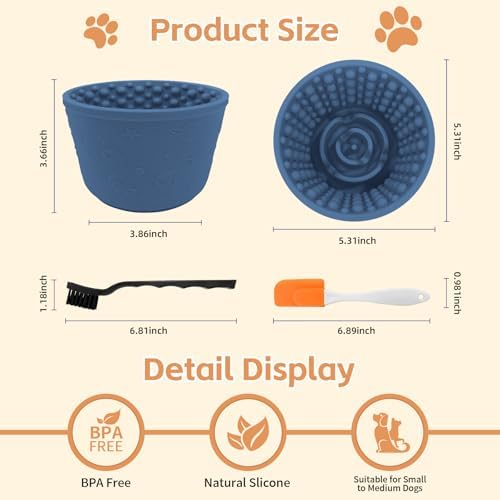 Dog Lick Bowl,Anxiety Relief Non-Slip Silicone Treat Bowl,Durable Anti-Choking Long-Lasting Enrichment Slow Feeder Licking Mat for Small Medium Large Breed,Freezable BPA Free Silicone Dishwasher Safe - Image 6