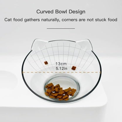 Marchul Tilted Cat Food Bowl with Feeding Mat for Food and Water, Food Feeding Dishes for Raised Cats and Puppies - Image 3