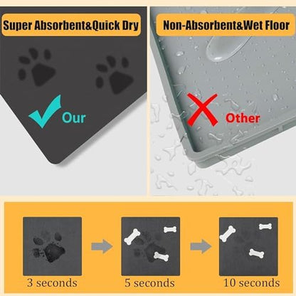 Pet Feeding Mat Dog Cat Food Mat for Floors Waterproof Food and Water Bowl Mats for Indoor Absorbent Non-Slip Dog Food Mat Quick Dry Pet Food Mats 12x20in Light Gray - Image 5