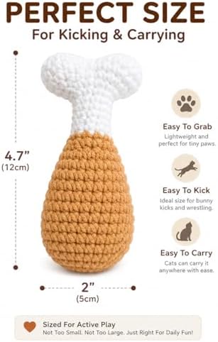 Handmade Crochet Catnip Cat Toy, Chew Toy with Crinkle Sound, 2 Pack - Image 2