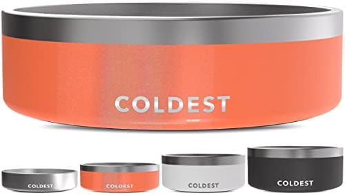 Coldest Dog Bowl - Anti Rust Metal, Non Slip, 3 Layers Insulated Stainless Steel Dog Bowls - Spill Proof & Heavy Duty - Water Bowl for Dogs, Cats & Pets, Dish Washer Safe (42 oz,Candy Red Glitter) by Coldest