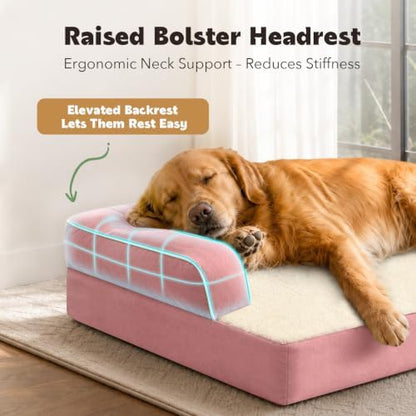 MEKIY Orthopedic Washable Dog Bed with Bolster for Medium to Large Dogs - Image 2