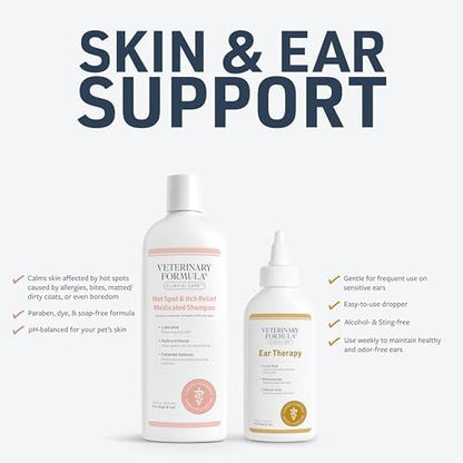Veterinary Formula Clinical Care Hot Spot & Itch Relief Medicated Shampoo for Dogs and Cats (16oz) + Veterinary Formula Clinical Care Ear Therapy for Dogs and Cats (4 oz.) - Image 2