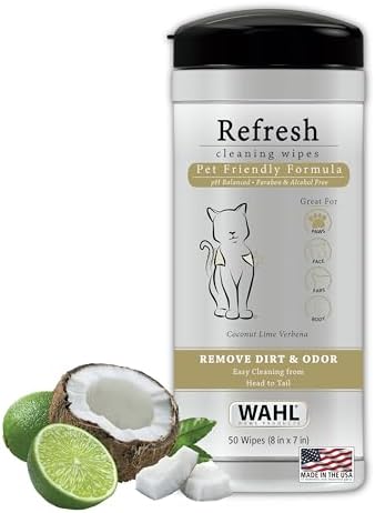 Wahl USA Cat Refresh Cleaning Wipes, Oatmeal Formula, 50 Count by Wahl