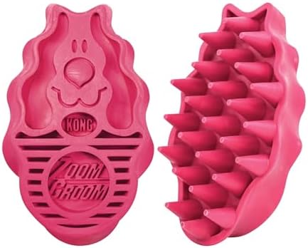 KONG - ZoomGroom - Dog Brush for Grooming and Shampooing - Red Brush for Large Dogs by KONG