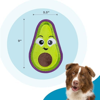 Outward Hound Tough Skinz Durable Chew Plush Squeaky Dog Toy, Avocado, 9" - Image 5