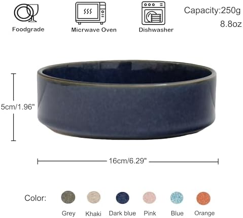 Ceramic Slow Feeder Bowl, 6.69 x 5.7 inches, Elevated Design with Paw Pattern, for Cats and Small Dogs (Dark Blue) - Image 4