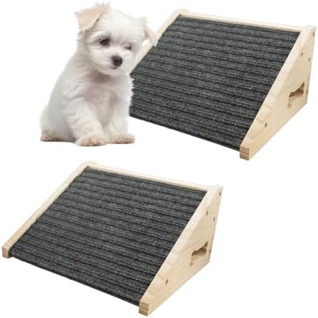 Dog Ramp for Stairs, Wooden Low-Angled Pet Ramps (2 Pack) by Hiyoo