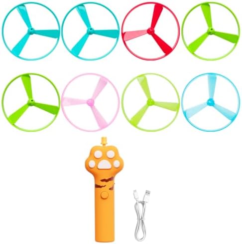 JIARON Interactive Rechargeable Cat Fetch Toy Disc Launcher, 8 Flying Discs Hunting Enrichment Toys for Indoor Outdoor Bored Kittens & Adult Cats, Cat Boredom Relief by JIARON