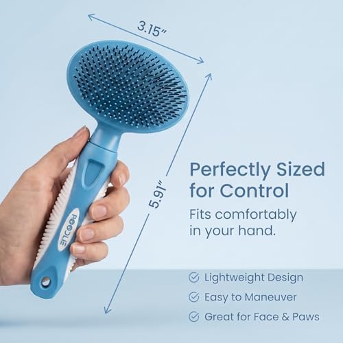 Round Bristle Pet Brush for Dogs and Cats - Soft Dog Brush for Grooming Short or Long Hair - Gentle Tool for Sensitive Skin Removes Dander, Dirt, and Detangles (Blue) - Image 4