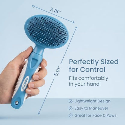 Round Bristle Pet Brush for Dogs and Cats - Soft Dog Brush for Grooming Short or Long Hair - Gentle Tool for Sensitive Skin Removes Dander, Dirt, and Detangles (Blue) - Image 4