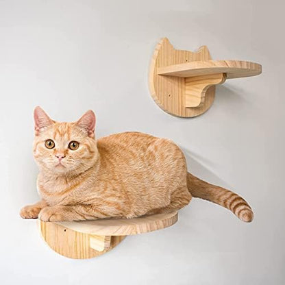 SHENGOCASE 5-Pack Natural Wood Wall Mounted Cat Steps - Image 2