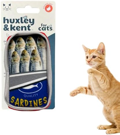 Huxley & Kent Plush Cat Toy - Interactive Catnip Toy for Cats & Kittens - Soft with Crinkle & Catnip - Fun Indoor Play - Sardine Tin by HuxleyKent