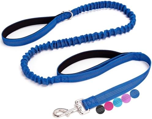 5FT Bungee Dog Leash with 2 Handles, Reflective Nylon Traffic Leash by boswany